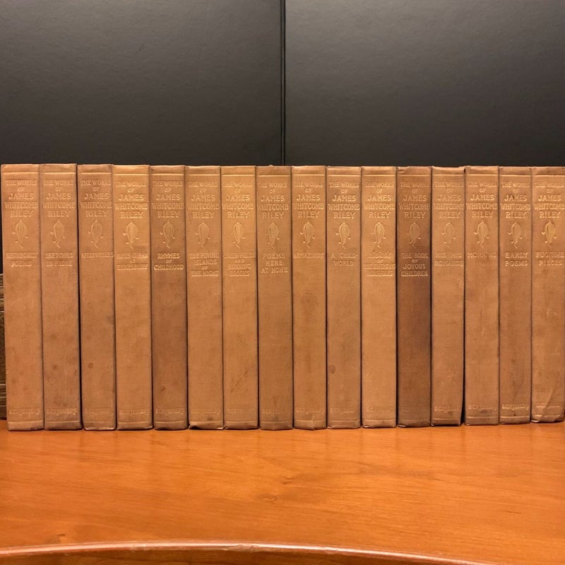 The Works of James Whitcomb Riley, Complete 16 Volume Vintage 1915 Homestead Scribner’s Set