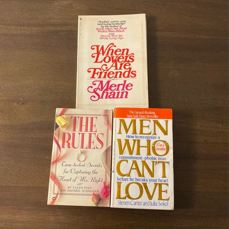 Vintage Relationship Books When Lovers Are Friends Men Who Can’t Love The Rules