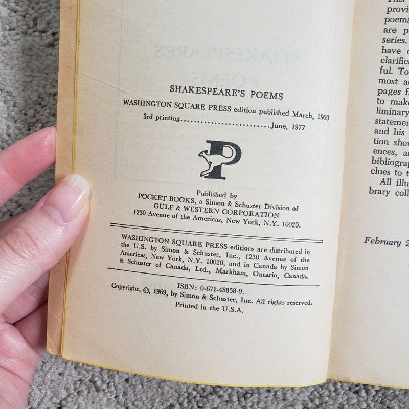 Shakespeare's Poems (3rd Printing, 1977)