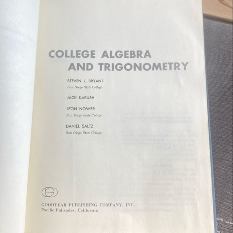 College Algebra and Trigonometry 