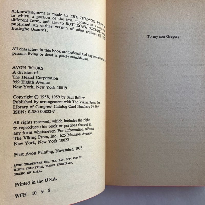 The Adventures of Augie March; Henderson the Rain King; The Victim