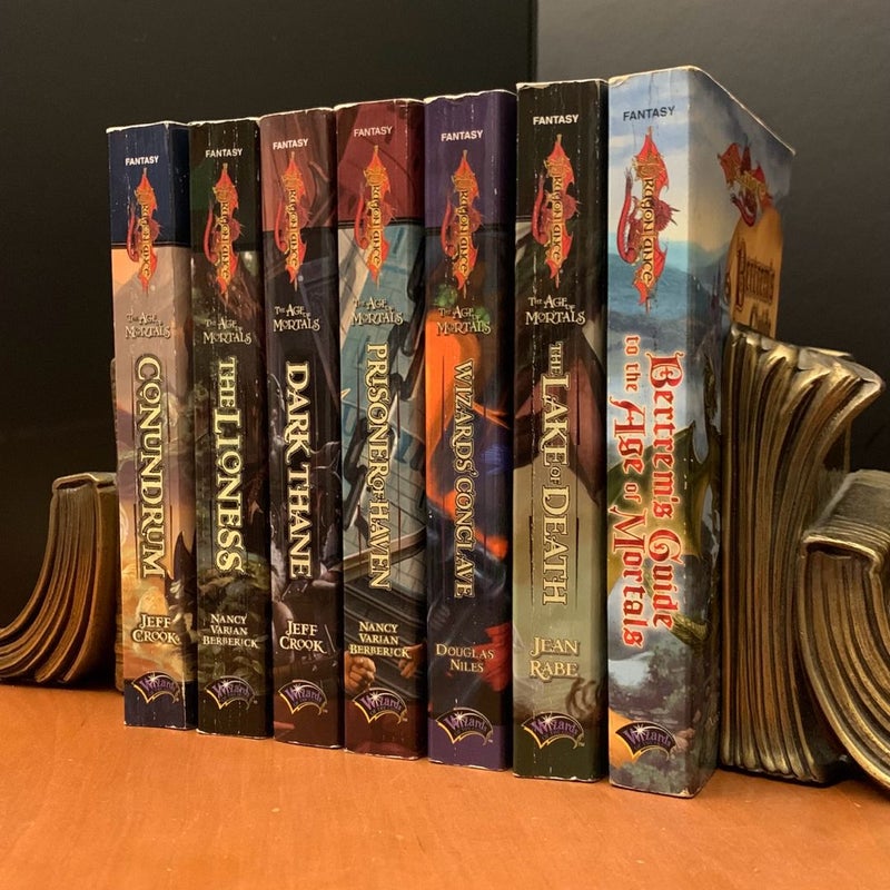 DragonLance: Complete Age of Mortals Series 1-6 Set & Bertrem’s Guide: Conundrum, The Lioness, Dark Thane, Prisoner of Haven, Wizards’ Conclave, The Lake of Death, Bertrem’s Guide to the Age of Mortals, All First Edition First Printing