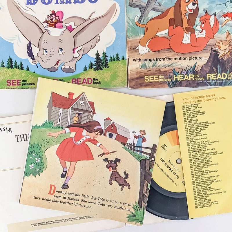 Vintage Walt Disney See Hear Read Bundle of 3 (RECORDS included)