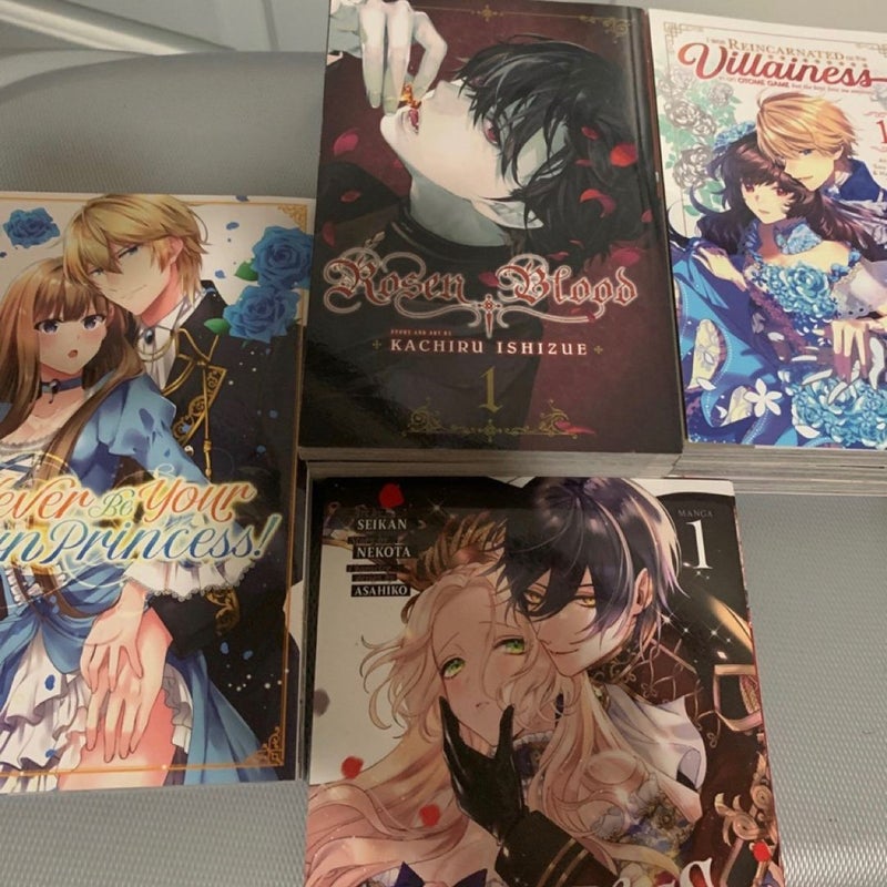 Manga set 2–Rosen Blood vol 1-4, I Was Reincarnated As the Villainess 1-3, etc. 