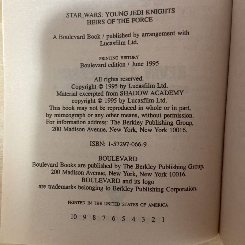 Star Wars Young Jedi Knights: Heirs of the Force (First Edition)