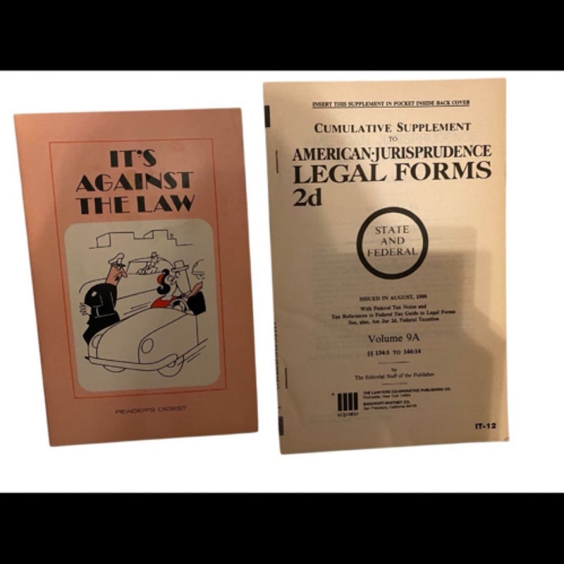 Lot of 2 Its Against The Law Legal Forms 2d Vol 9A Paperback Books