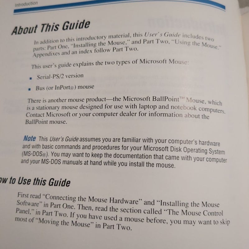 Microsoft Mouse User Guide 