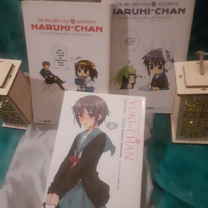 3 Puyo manga lot The Melancholy of Suzumiya Haruhi-Chan 1,2 , The Disappearance of Nagato Yuki-Chan, Vol. 2