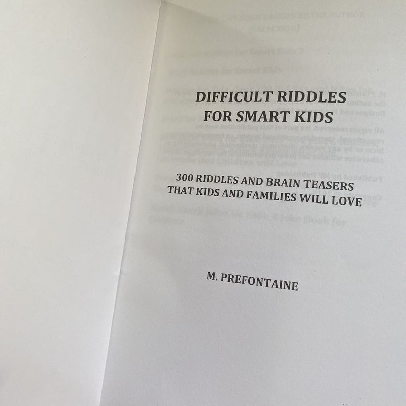 Difficult Riddles for Smart Kids