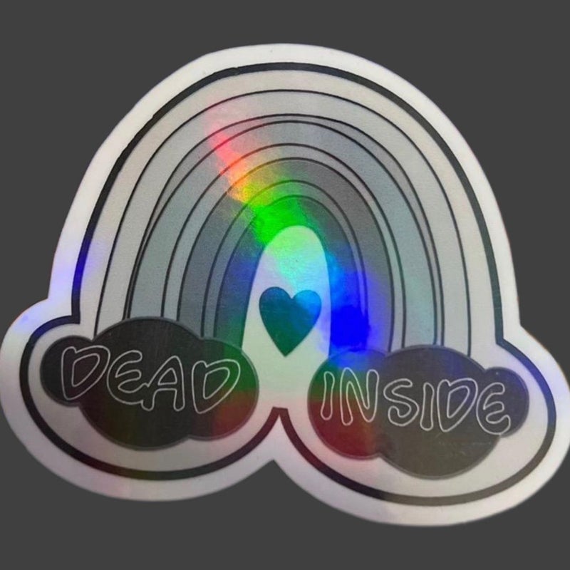 Dead Inside Black Rainbow Iridescent Sticker