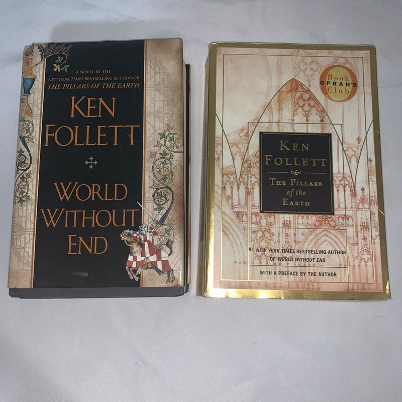 2 Books World Without End, The Pillars Of The  By Ken Follett 2007  1st Edition