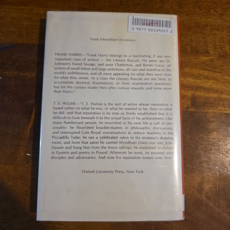 VINTAGE 1972, FIRST EDITION Edwardian Occasions: Essays on English Writing in the Early Twentieth Century [by Samuel Hynes (ex-library)]