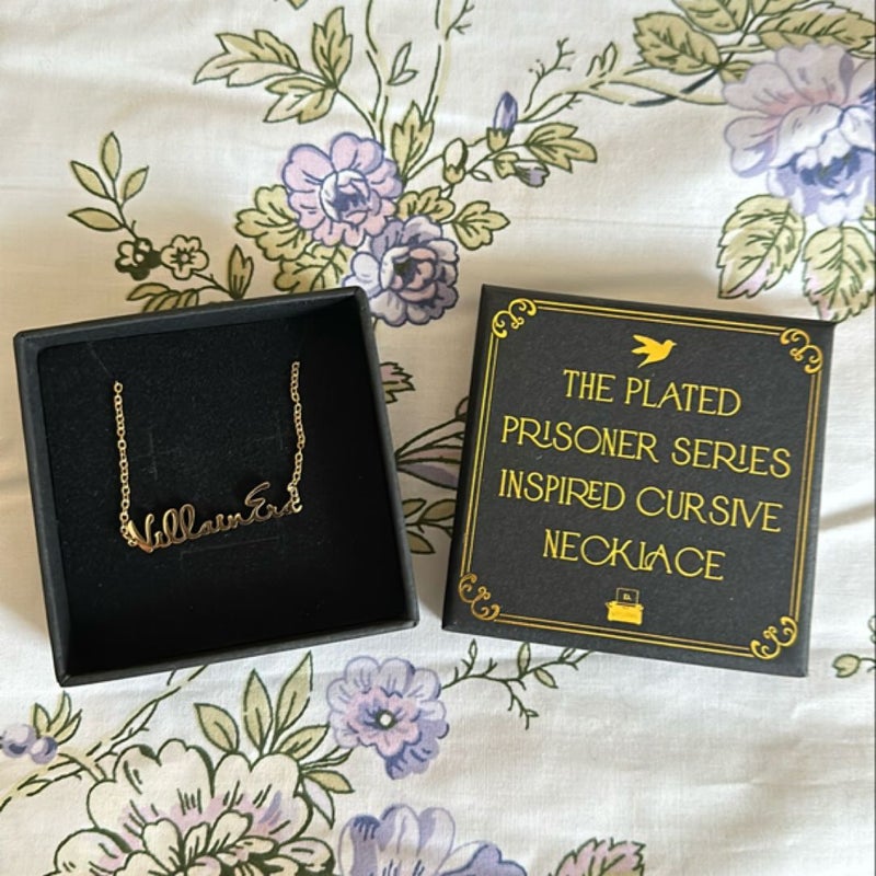 Bookish Box The Plated Prisoner Villain Era Cursive Necklace 