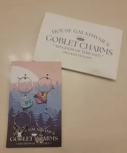 Goblet charms inspired by the throne of glass series