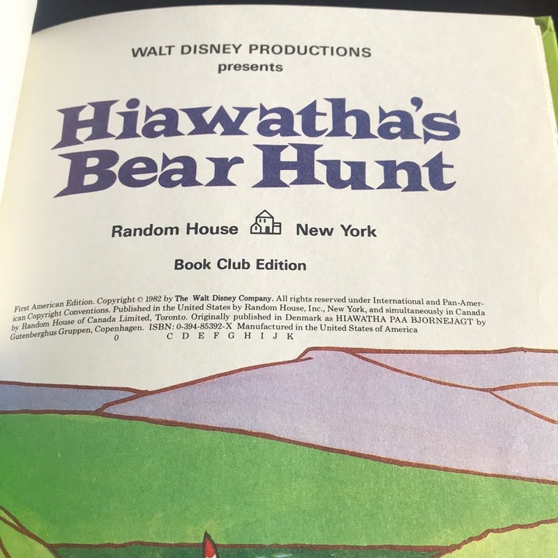 Walt Disney 1982 Hiawatha’s Bear Hunt Hatd Cover