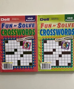 Lot of 2 Dell Fun to Solve Crossword Puzzle Books