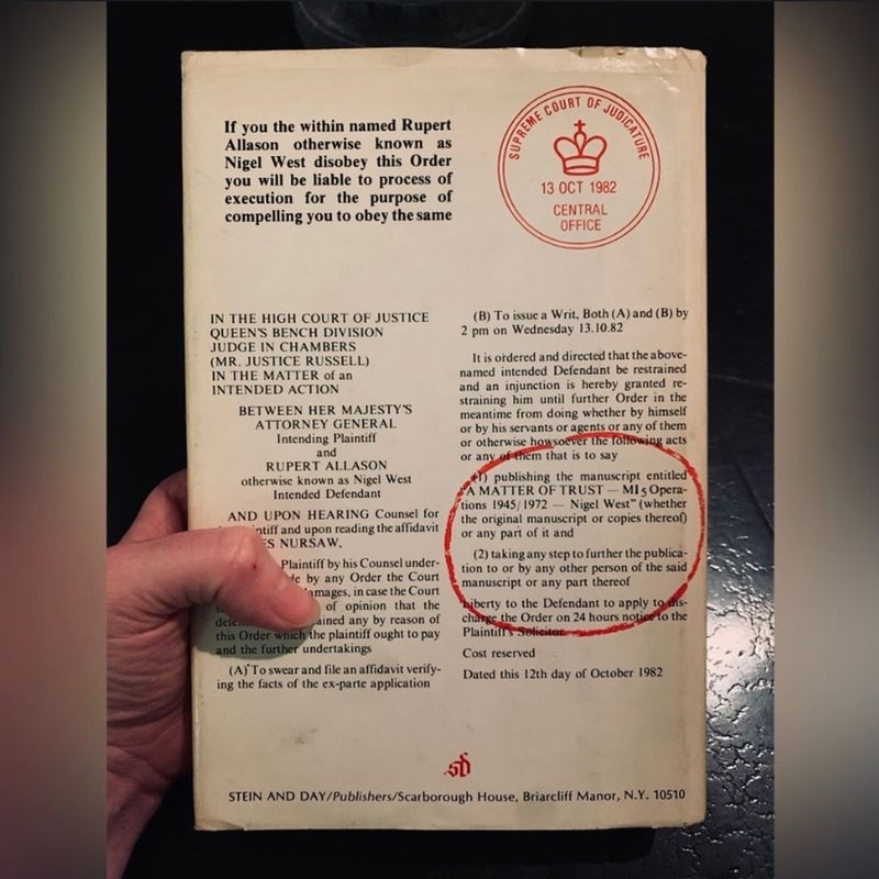 SOLD-  Espionage British Intelligence HC Book CIRCUS by Nigel West MI-5 Operations ~