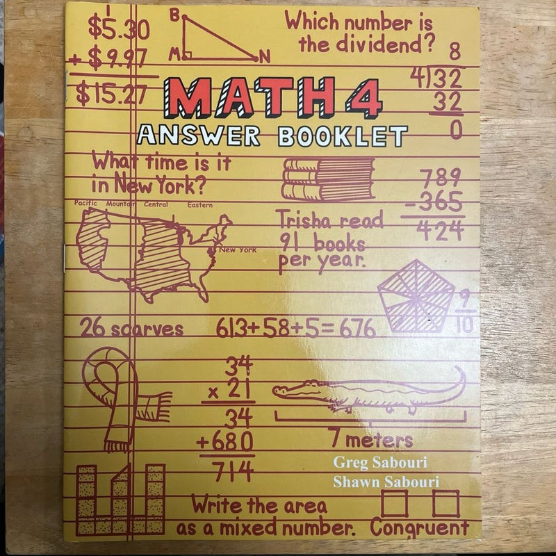 Math 4 Answer Booklet 