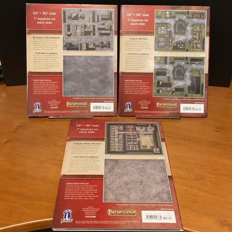 Pathfinder Flip-Mat Classics Lot: City Streets, Village Square, Prison, Open VG