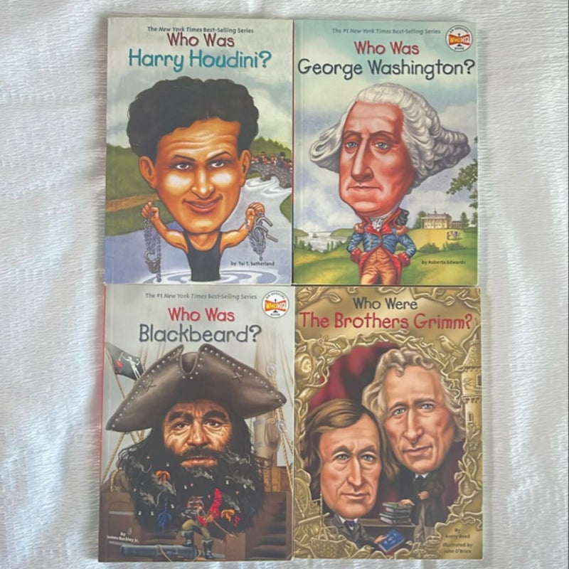 Who was Harry Houdini? Who was Blackbeard? Who was George Washington? Who were the brothers Grimm? Who/what book set 