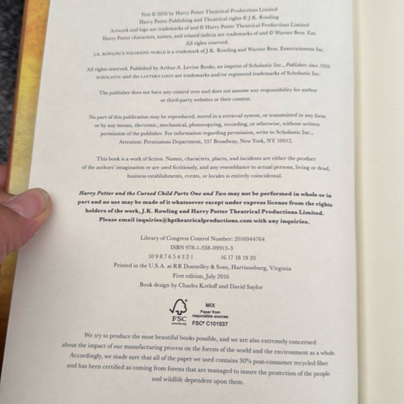 Harry Potter and the Cursed Child Parts One and Two (Special Rehearsal Edition Script)