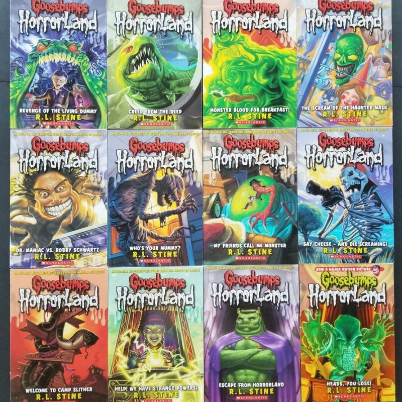 GOOSEBUMPS HORRORLAND LOT OF 12 VINTAGE HORROR BOOKS R.L. STINE #1-15