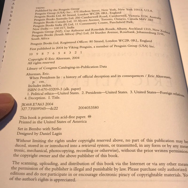 1st ed./1st* When Presidents Lie