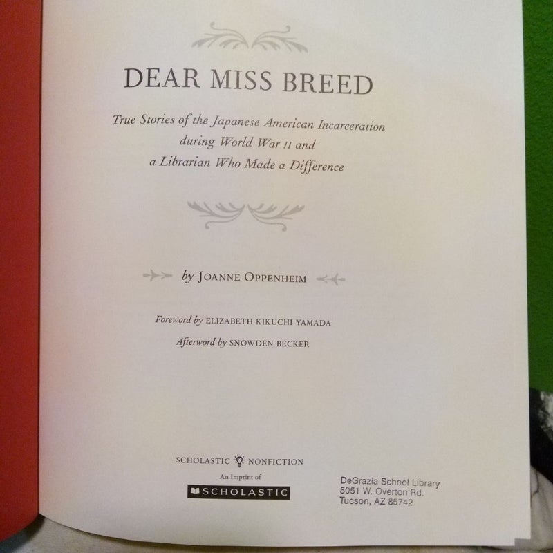 Dear Miss Breed - First Edition