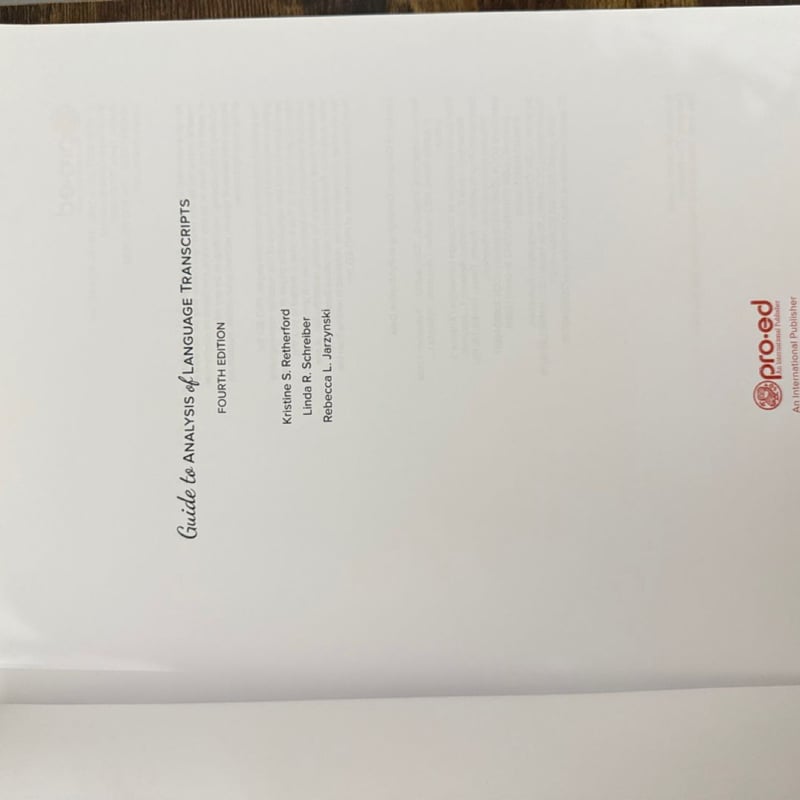 Guide to Analysis of Language Transcripts by Kristine S. Retherford ...