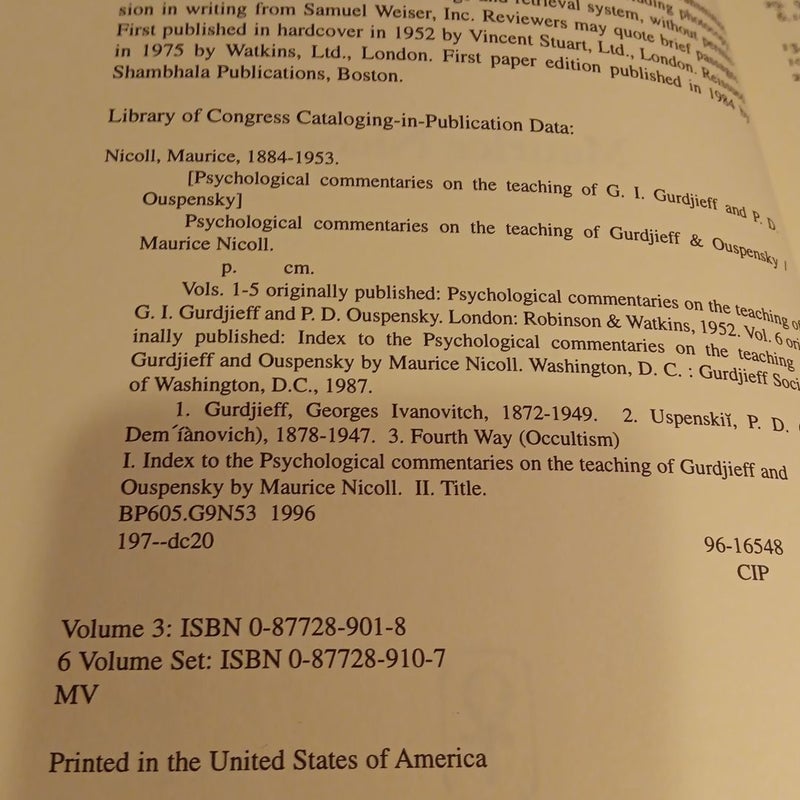 Psychological Commentaries on the Teaching of Gurdjieff and Ouspensky