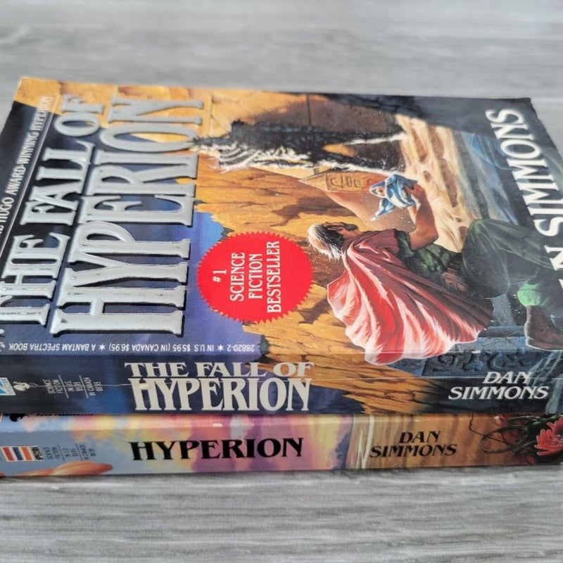 HYPERION AND THE FALL OF HYPERION LOT OF 2 BOOKS BY DAN SIMMONS 1ST EDITION 1991