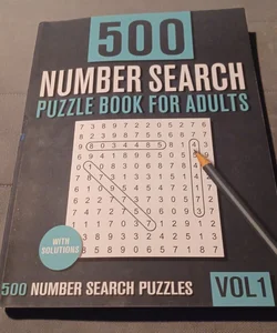 500 Number Search Puzzle Book for Adults