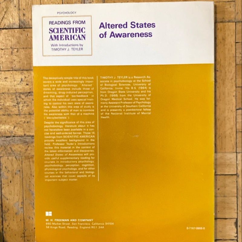 Altered States of Awareness: Readings from Scientific American