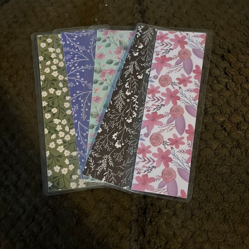 New 5 double sided laminated bookmark  flowers