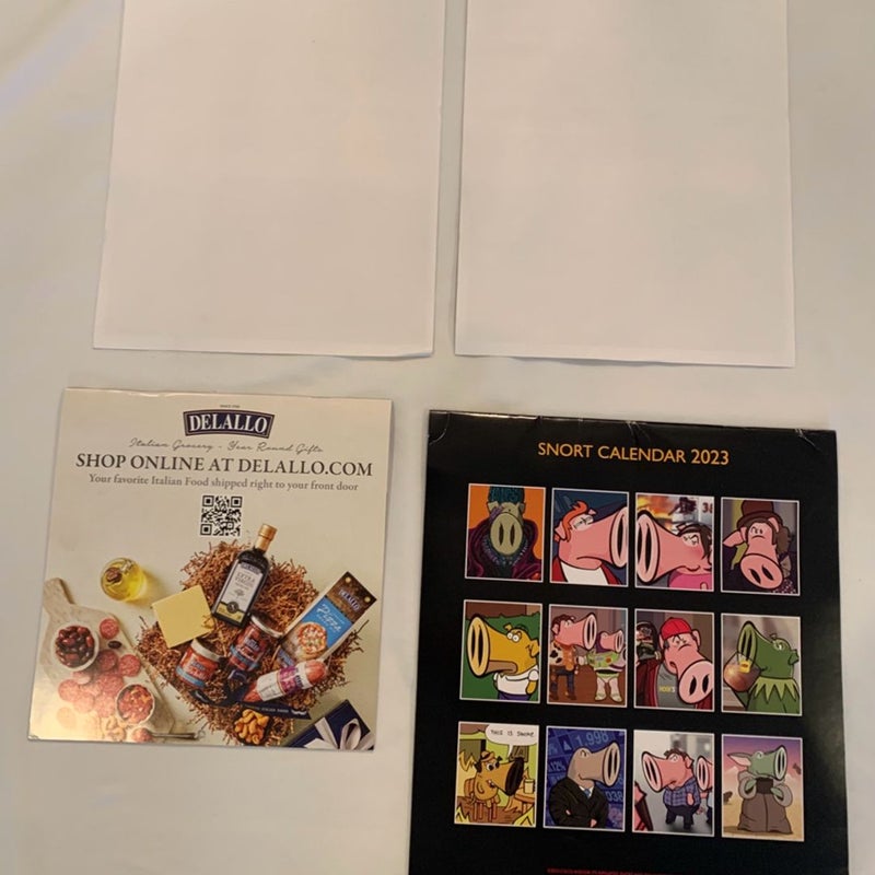 Calendar 2023 Lot Arbor Foundation, Delallo Recipes, & Snort (4) Total Calendars 