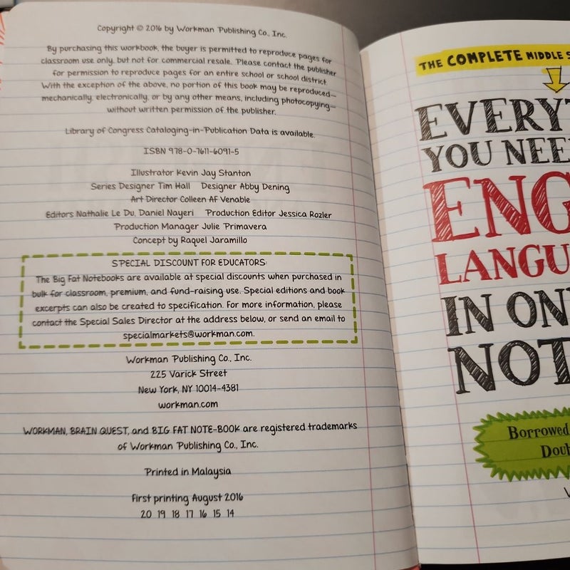 Everything You Need to Ace English Language Arts in One Big Fat Notebook