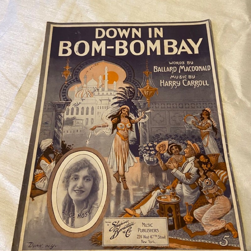 Down in bom bombay vintage pinao sheet music