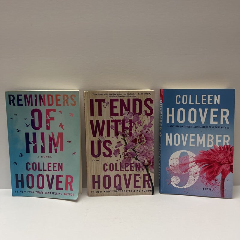 Colleen Hoover (3 Book)  Bundle: Reminders of Him, It Ends With Us, & November 9 