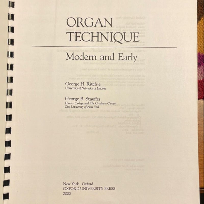 Organ Technique Modern and Early 