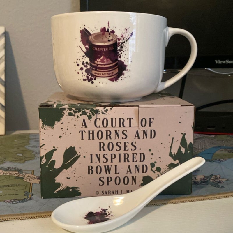 Bookish box a quart of thorns and roses, inspired bowl and spoon