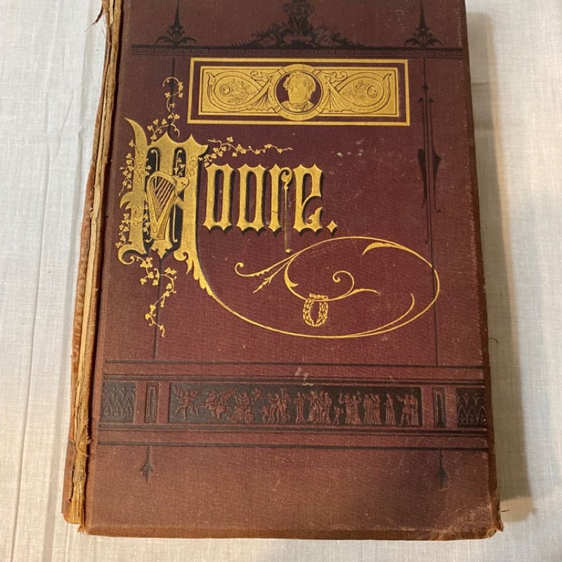 The Poetical Works of Thomas Moore. 1880k. John Francis Waller. Antique Old Book.