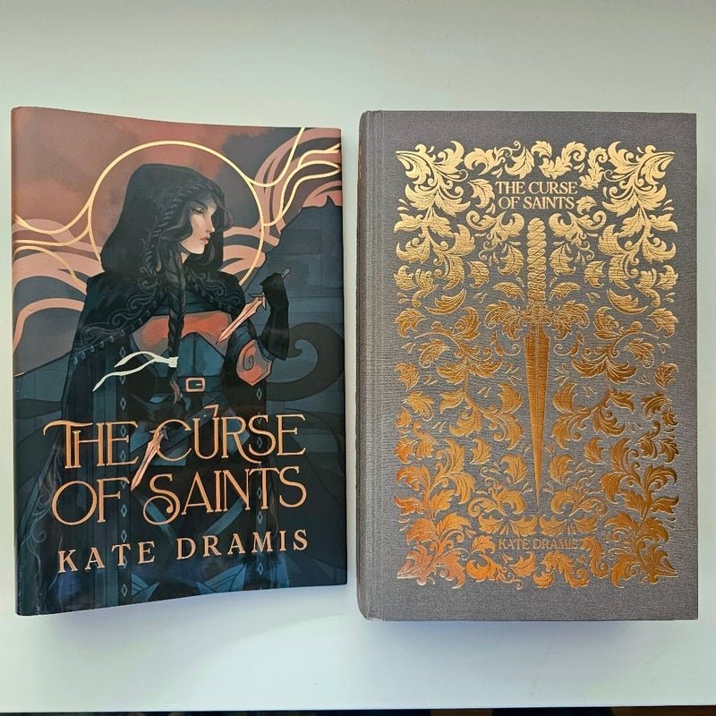 The Curse of Saints SIGNED by Kate Dramis Fairyloot Special Edition Sprayed Edge Endpaper Art