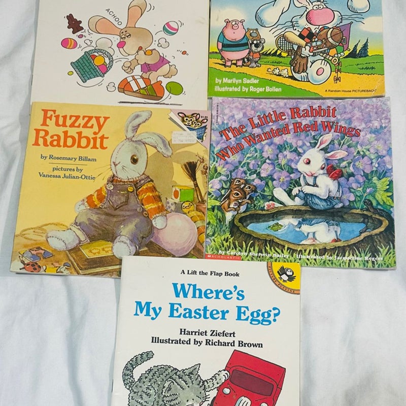 Lot of 5 Vintage 90s Easter/Bunny/Rabbit Kids Books