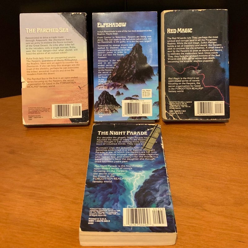 Vintage Forgotten Realms: Harpers Series 1-4: The Parched Sea, Elfshadow, Red Magic, Night Parade