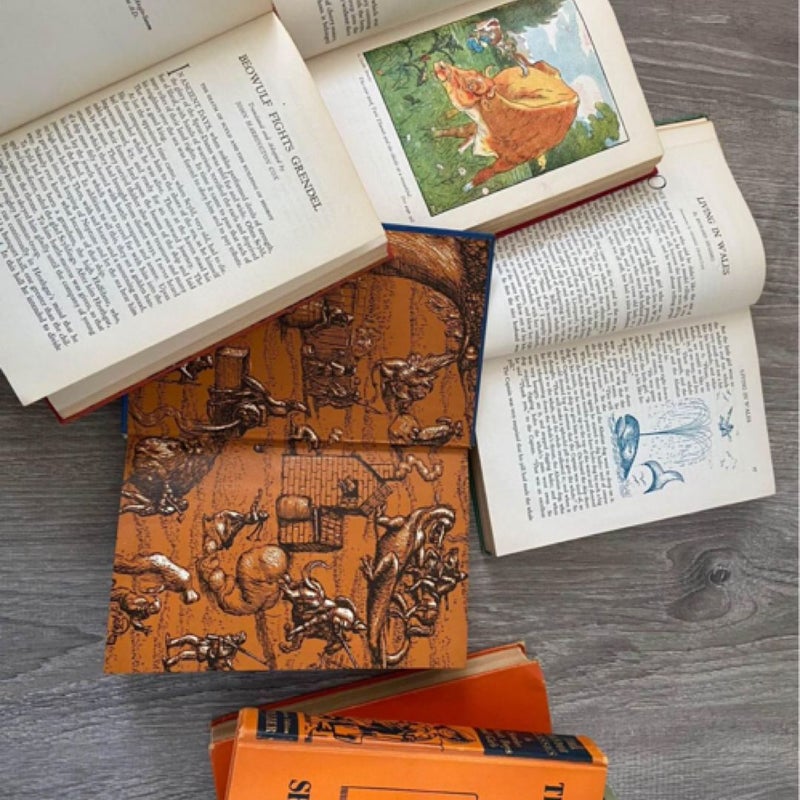 Vintage Young Folks Shelf of Books