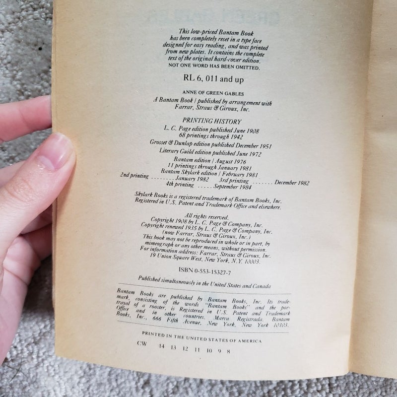 Anne of Green Gables (4th Bantam Skylark Printing, 1984)