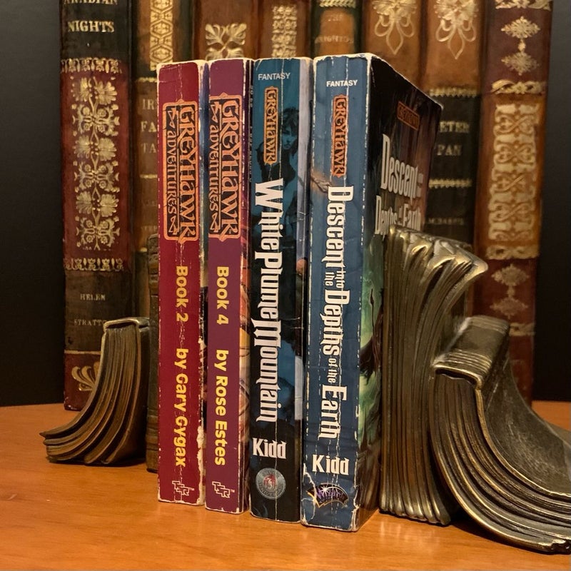 Vintage First Edition Greyhawk: Artifact of Evil, The Price of Power, White Plume Mountain, Descent into the Depths of the Earth