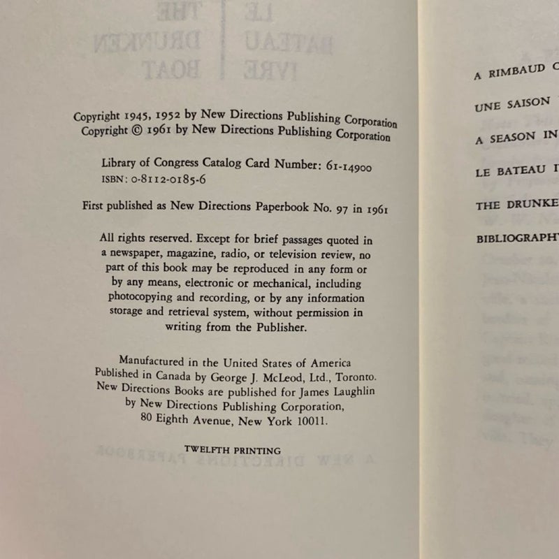 Season in Hell and the Drunken Boat (1st ed.)