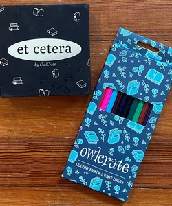 Owlcrate Et Cetera game and colored pencils