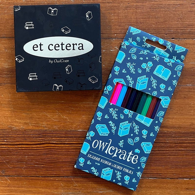 Owlcrate Et Cetera game and colored pencils